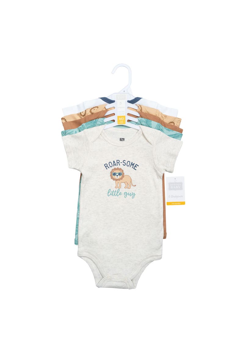 5Pk Comfortable Cotton Bodysuits, Alternate, color, Roarsome Little Lion