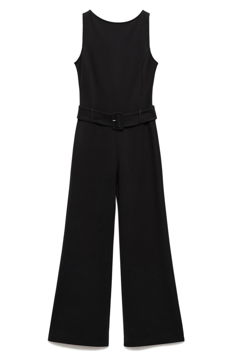 MANGO Sleeveless Wide Leg Jumpsuit, Main, color, Black