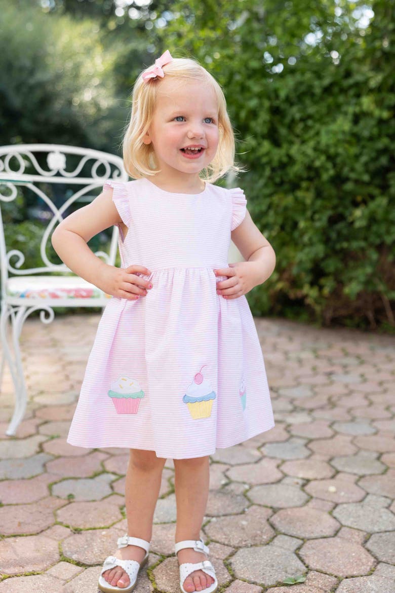 Seersucker Dress with Cupcakes, Alternate, color, Pink/White