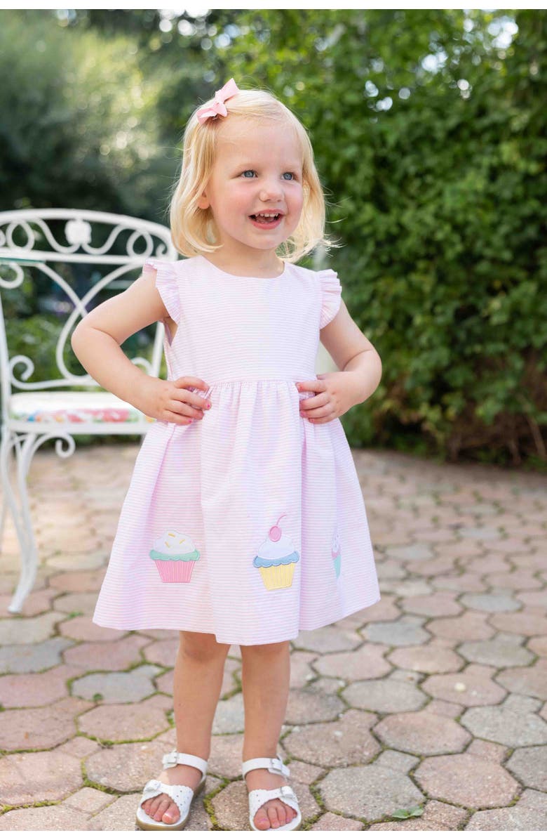 Florence Eiseman Seersucker Dress with Cupcakes, Alternate, color, Pink/White