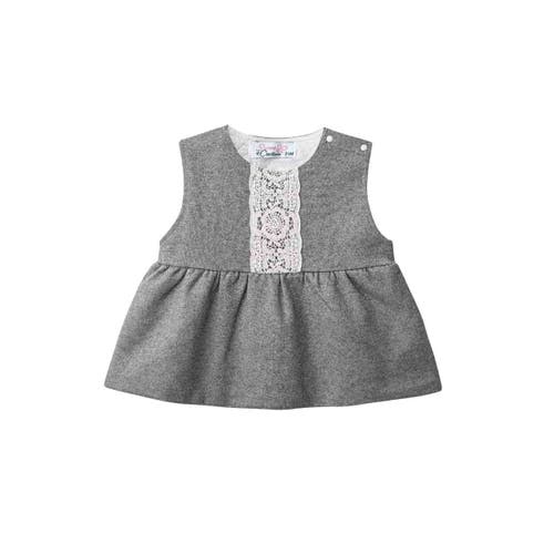 Sweet Cactus Lace-layered Tunic Set In Gray