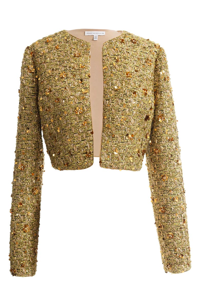 Dress the Population Andra Sequin Embellished Jacket, Alternate, color, Gold Multi