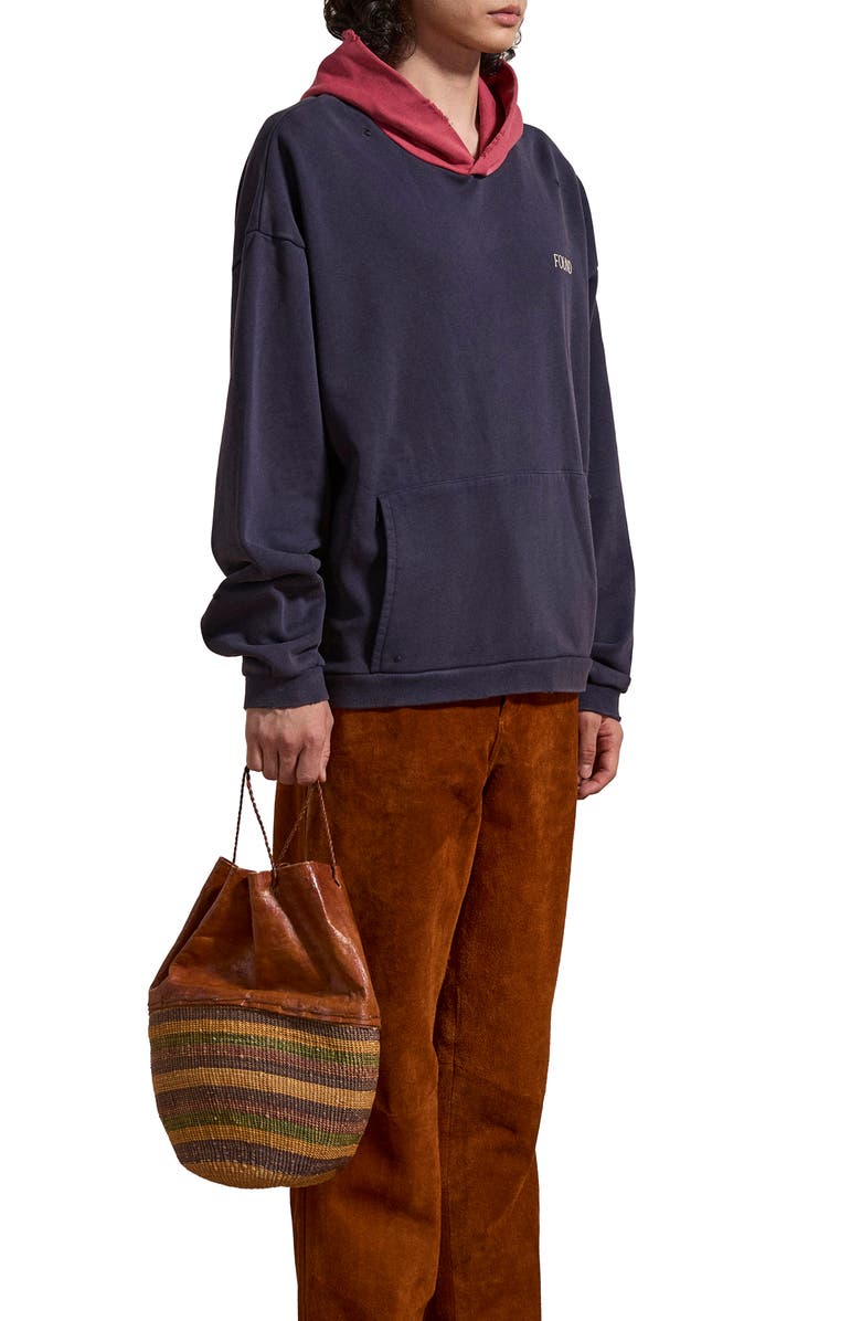 FOUND Distressed Logo Print Cotton Hoodie, Alternate, color, 