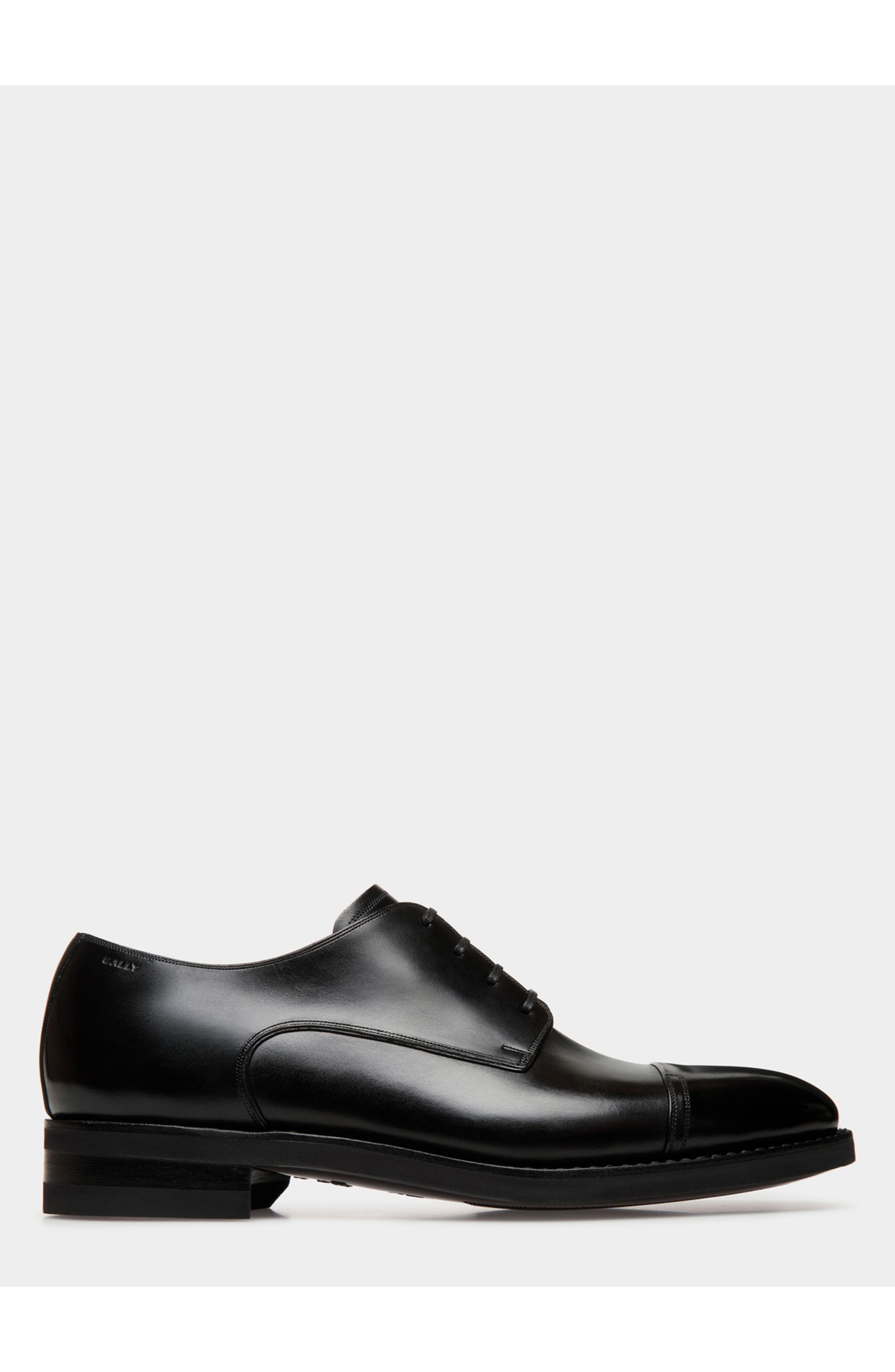 Bally Scribe Un Derby In Plain Calf Leather, Main, color, Black