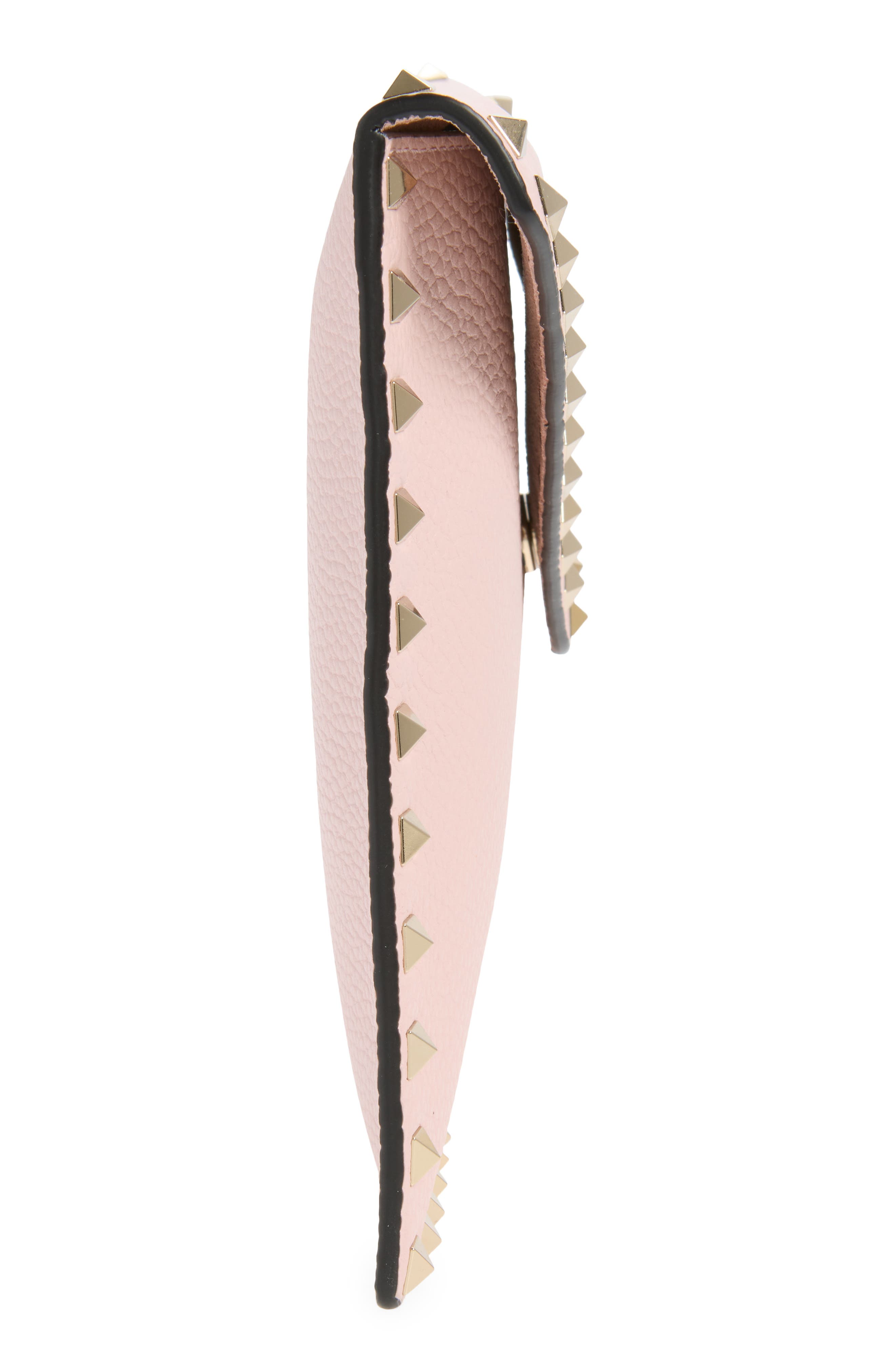 Large Rockstud Leather Clutch, Alternate, color, ROSE QUARTZ