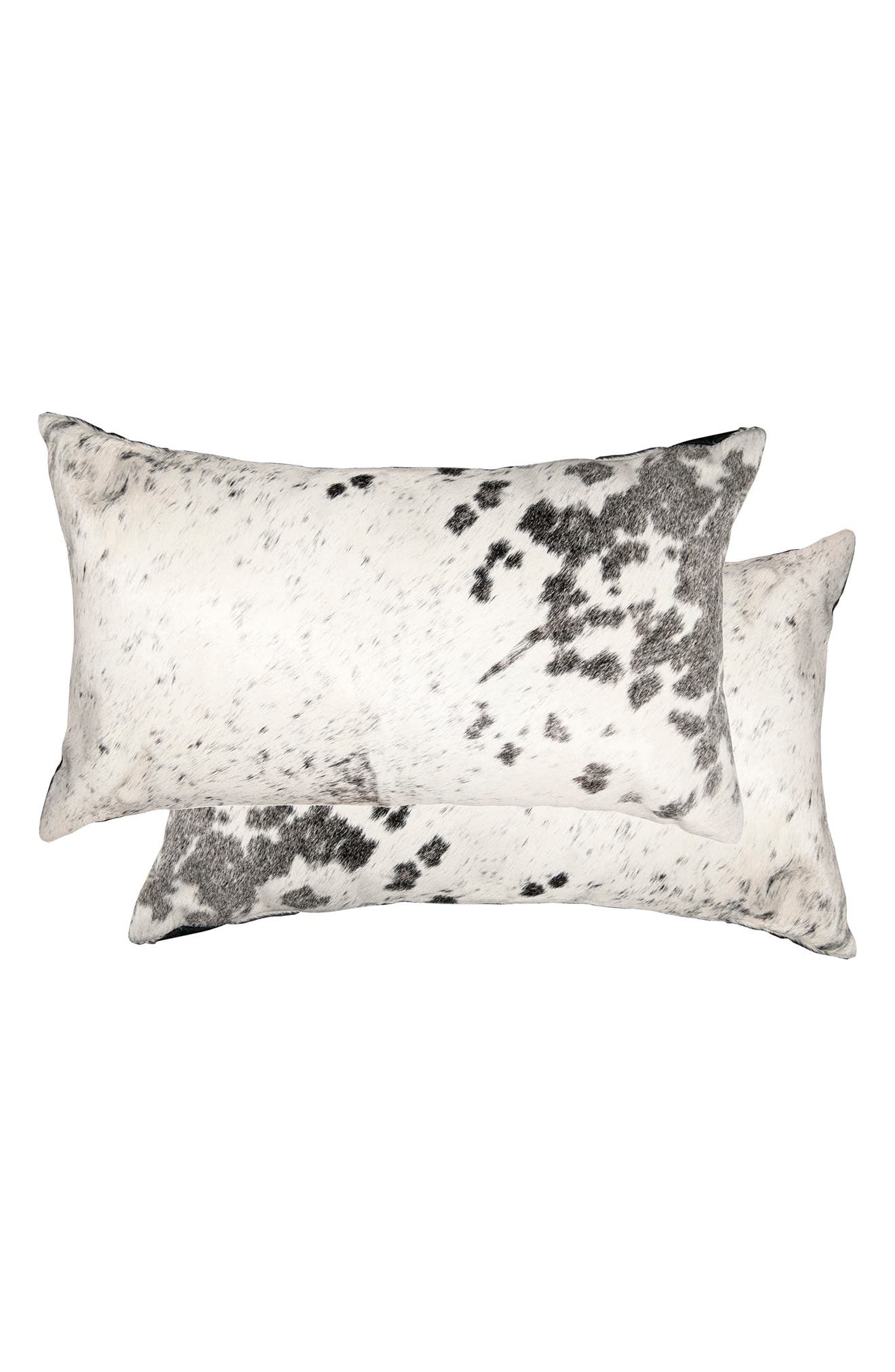 NATURAL Torino Grey/White Cowhide Pillow - Set of 2