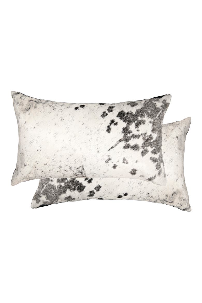 Torino Grey/White Cowhide Pillow - Set of 2, Main, color, GREY / WHITE