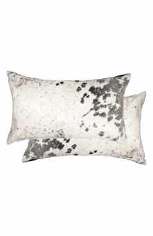 NATURAL Torino Grey/White Cowhide Pillow - Set of 2