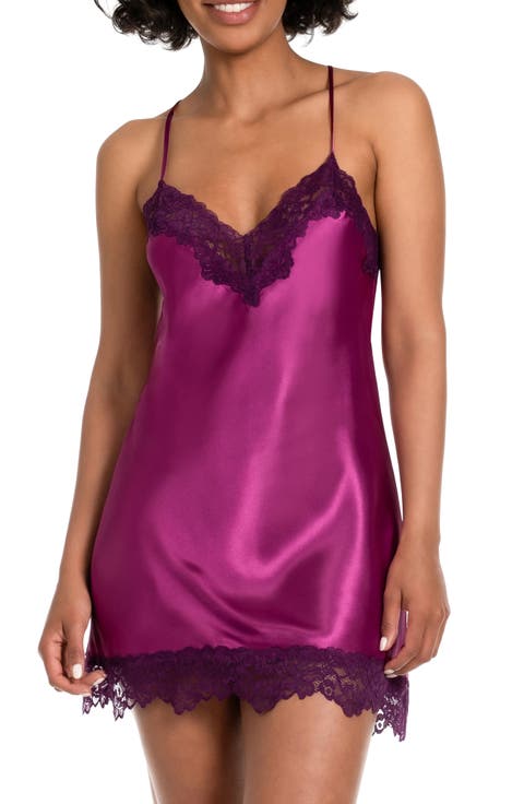 Lace Trim Satin Chemise