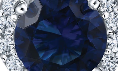 Best Silver Sterling Silver Brilliant Cubic Zirconia Halo Round Stud Earrings In Sapphire/silver