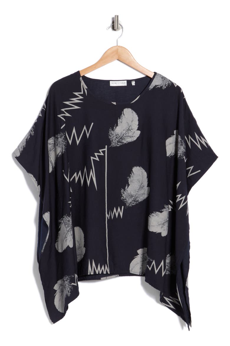 Scribble Print Caftan Top, Alternate, color, NAVY