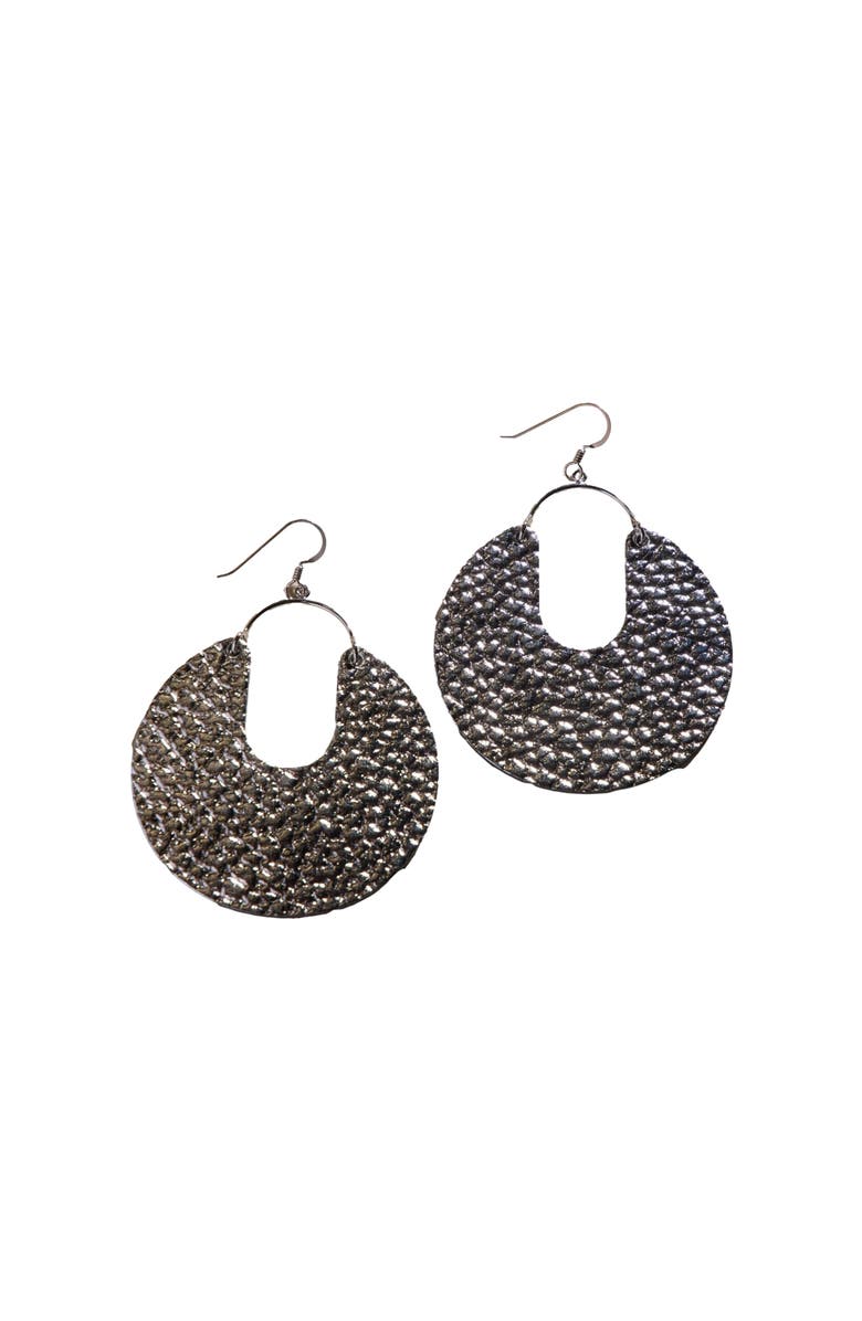 Nickel & Suede Leos Earrings, Main, color, Hammered Silver