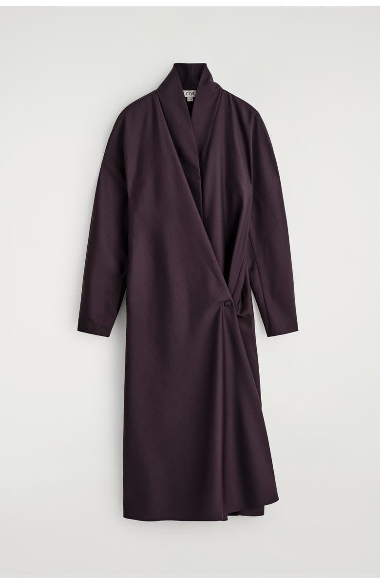 COS Shawl-collar Wool Wrap Dress, Alternate, color, Purple