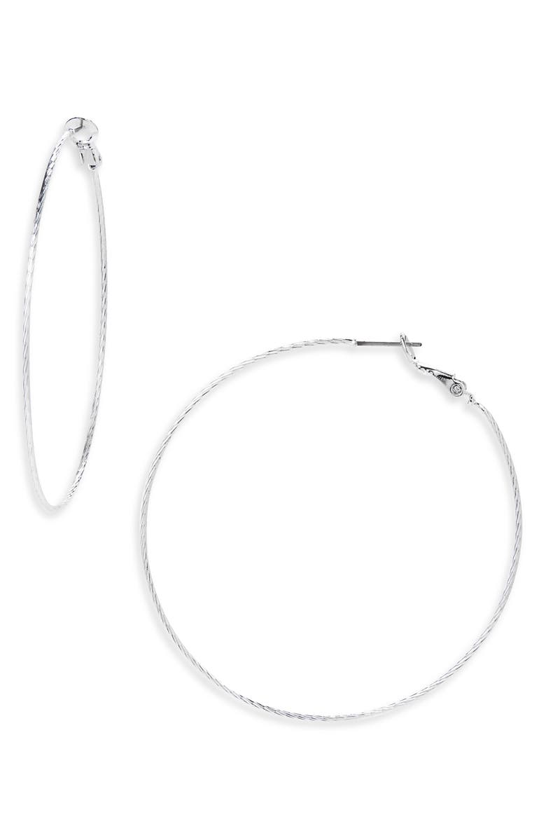 Panacea Textured Hoop Earrings, Main, color, Silver