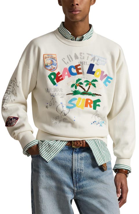 Vintage Fit Peace Love Surf Embroidered Sweatshirt