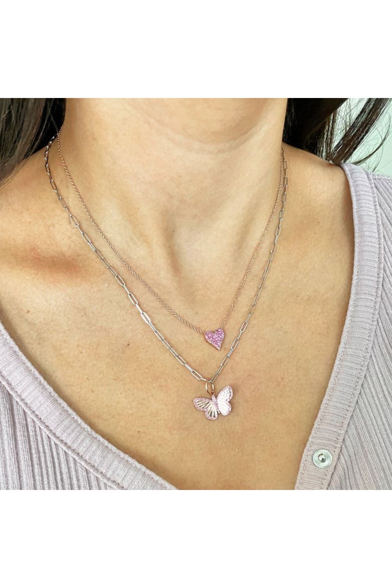 Mini Paperclip Link Chain Necklace, Alternate, color, White Gold