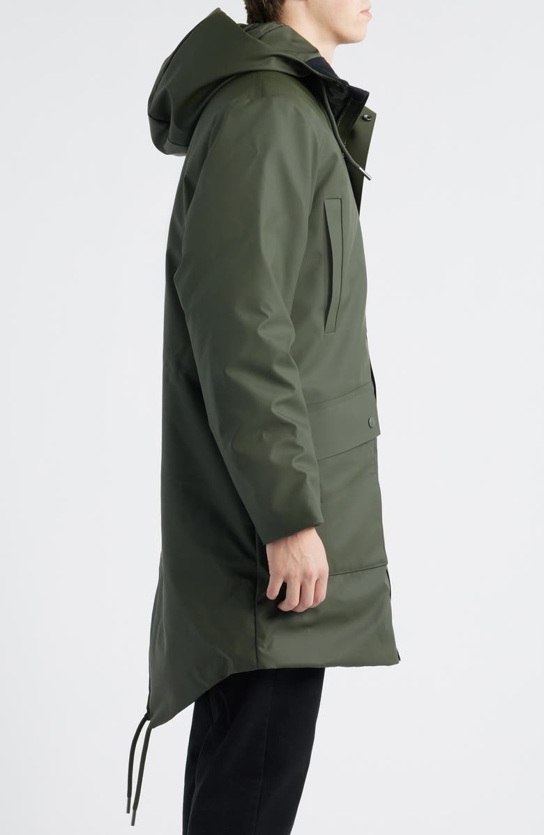Rains Nome Long Waterproof Parka, Alternate, color, Green