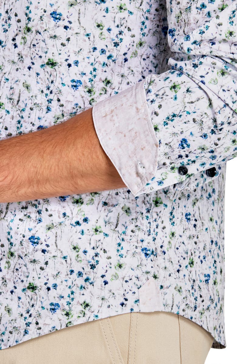 Brooklyn Brigade Slim Fit Mini Floral Recycled 4-Way Stretch Performance Long Sleeve Shirt, Alternate, color, Multi