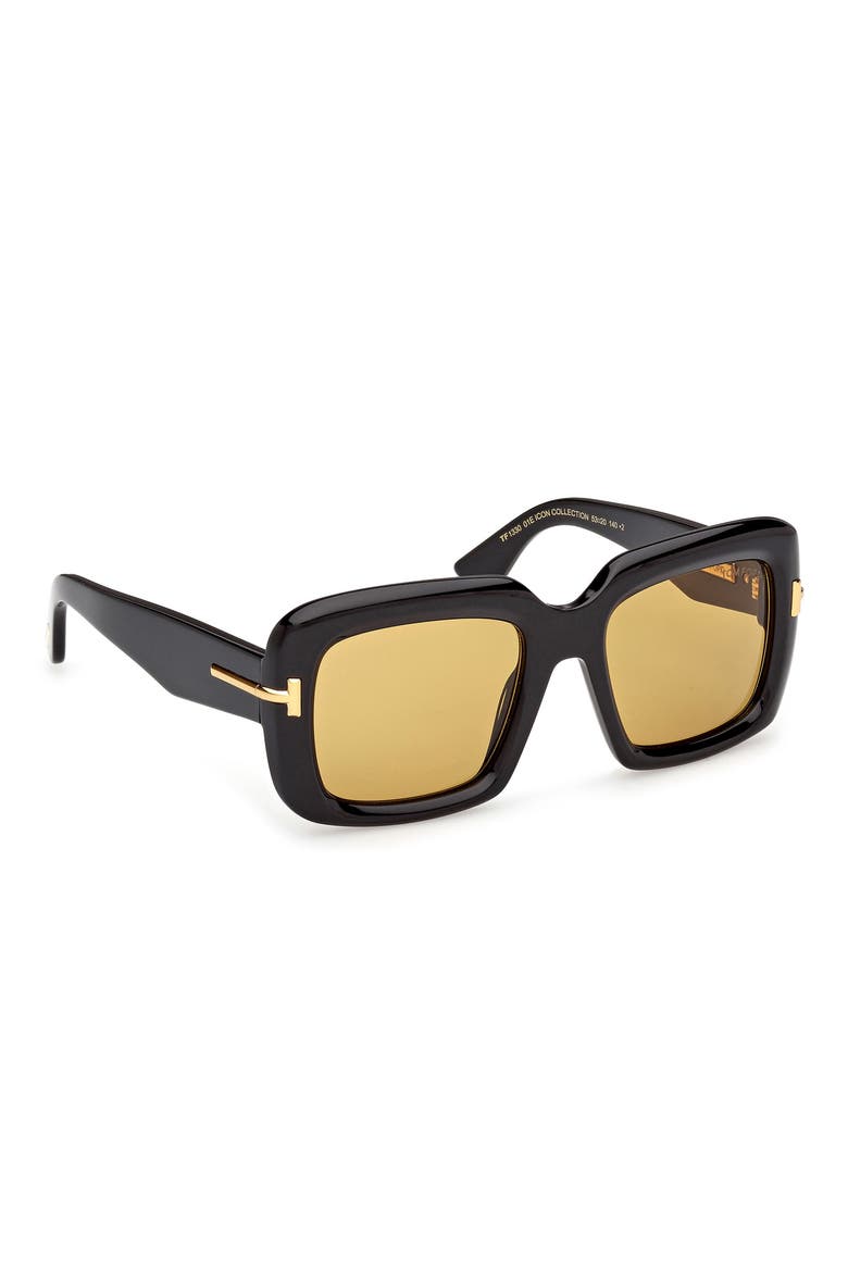 53mm Square Sunglasses, Alternate, color, BLACK / BAGUETTE / VICUNA LENS
