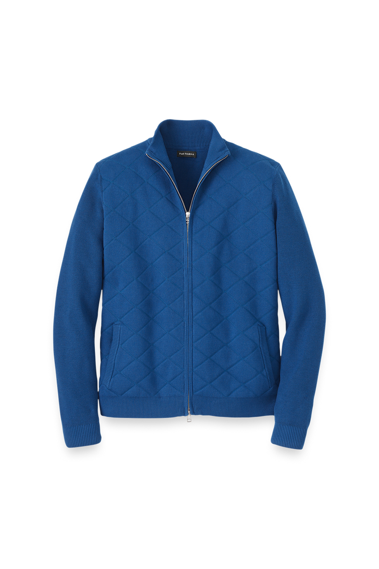 Cotton Full Zip Mock Neck Sweater Jacket, Main, color, Navy