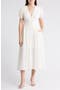 Puff Sleeve Cinched Waist Midi Dress