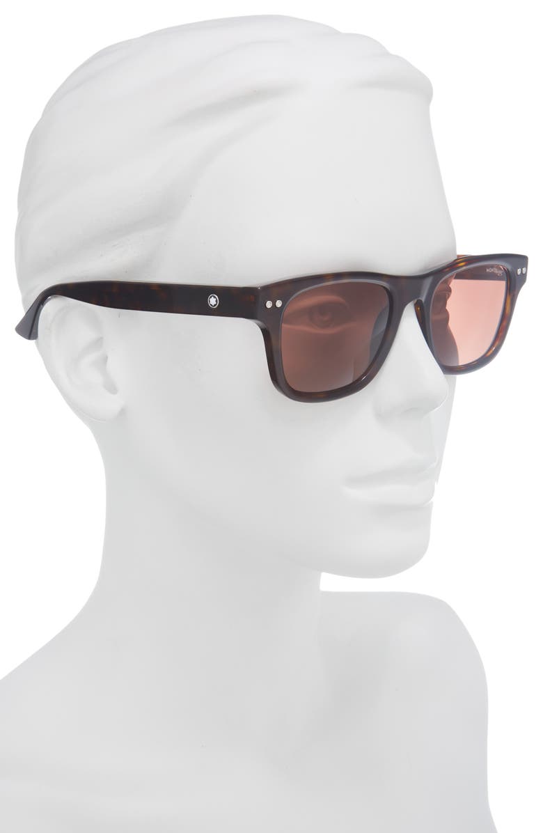Montblanc 53mm Square Sunglasses, Alternate, color, Havana Havana Brown