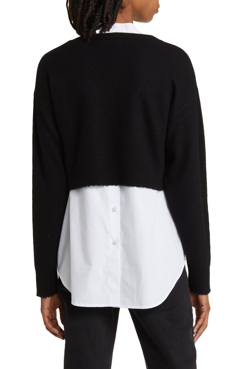 AllSaints Donna Mixed Media Sweater, Alternate, color, Black/ White