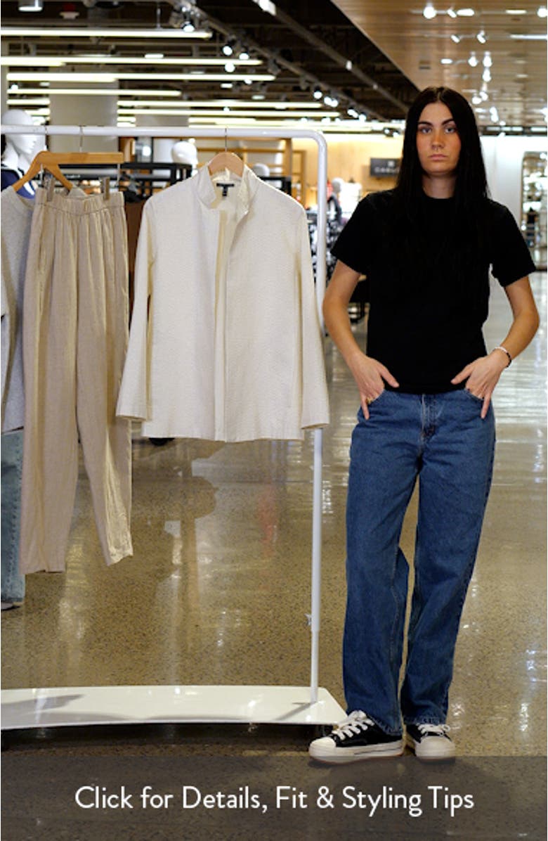 Stand Collar Open Front Silk Jacket, sales video thumbnail