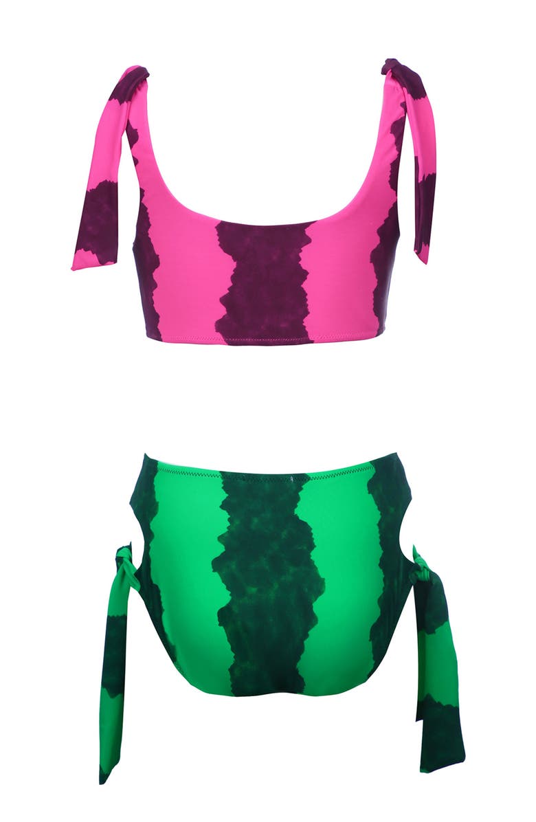 NESSI BYRD Kids' Tie-Shoulder Two Piece Bikini, Alternate, color, Pink-Green
