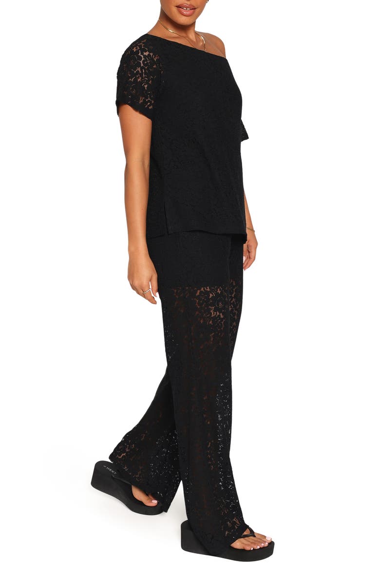Tucker Lace Top and Pants Set, Alternate, color, BLACK