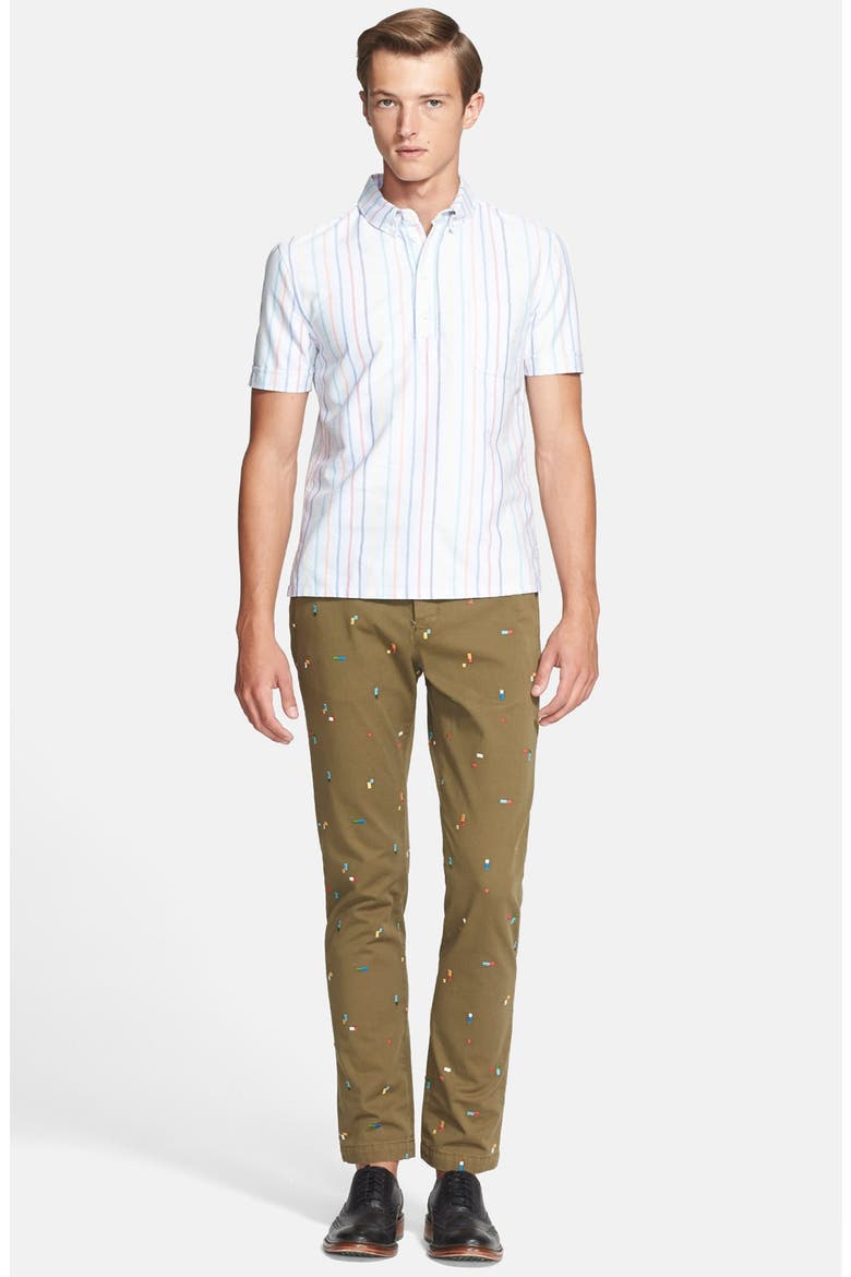 Slim Fit Embroidered Chinos, Alternate, color, NAVY
