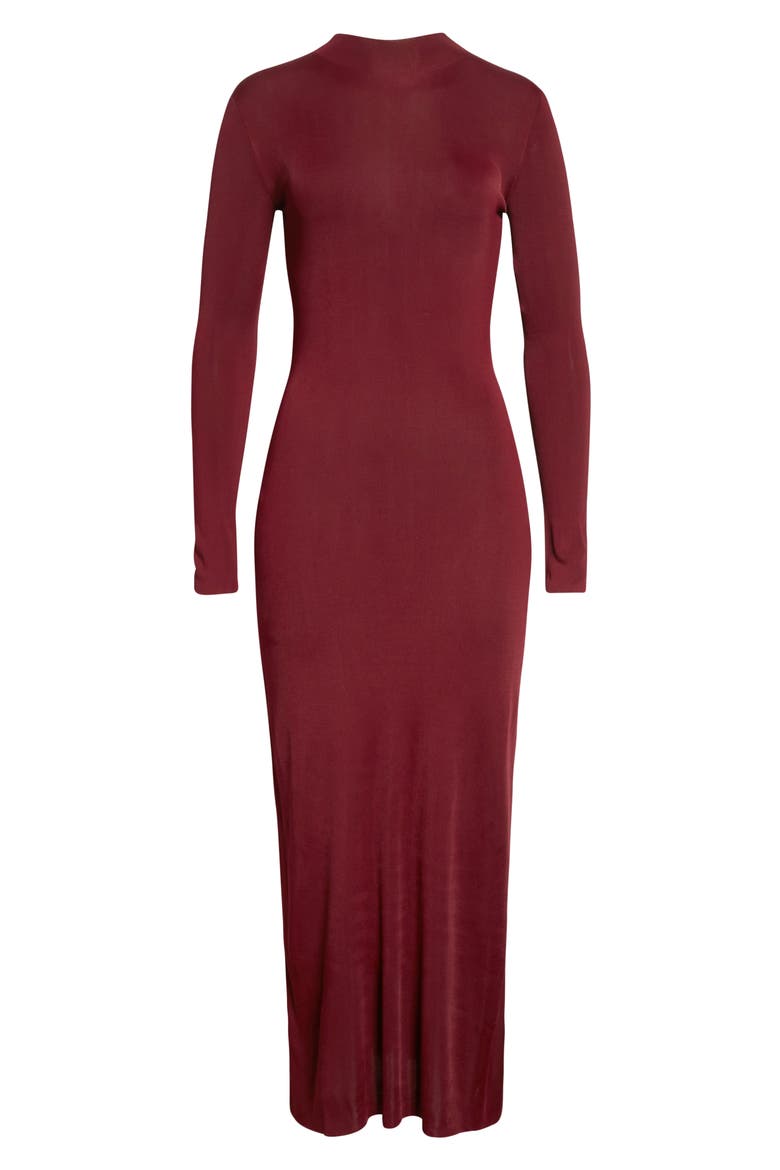 Kaplan Long Sleeve Knit Funnel Neck Dress, Alternate, color, MAROON