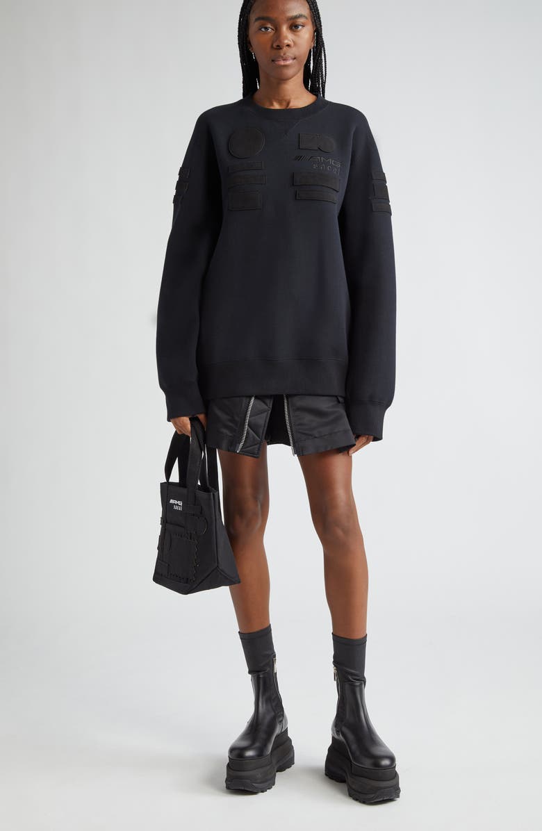 Sacai AMG Patch Cotton Blend Sweatshirt, Alternate, color,