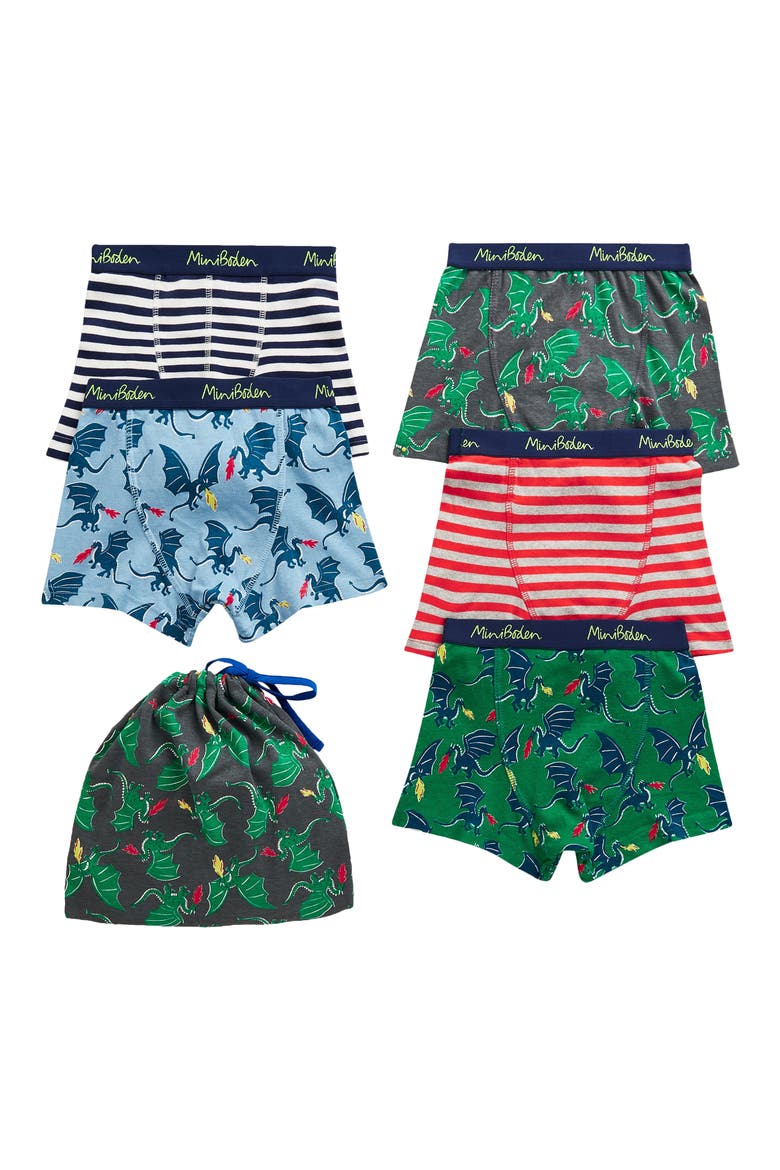 Kids' Assorted 5-Pack Boxers, Alternate, color, HIGHLAND GREEN DRAGON