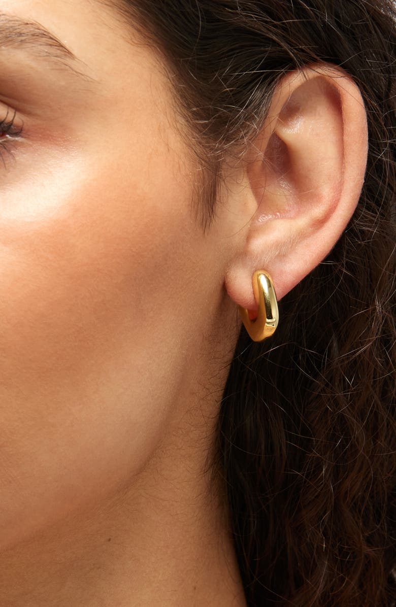 Madewell Sculptural Huggie Hoop Earrings, Alternate, color, Pale Gold