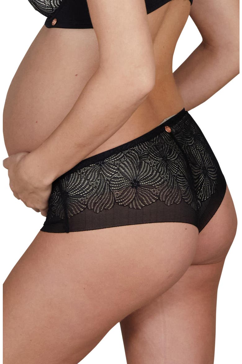 Dahlia maternity shorts, Alternate, color, BLACK