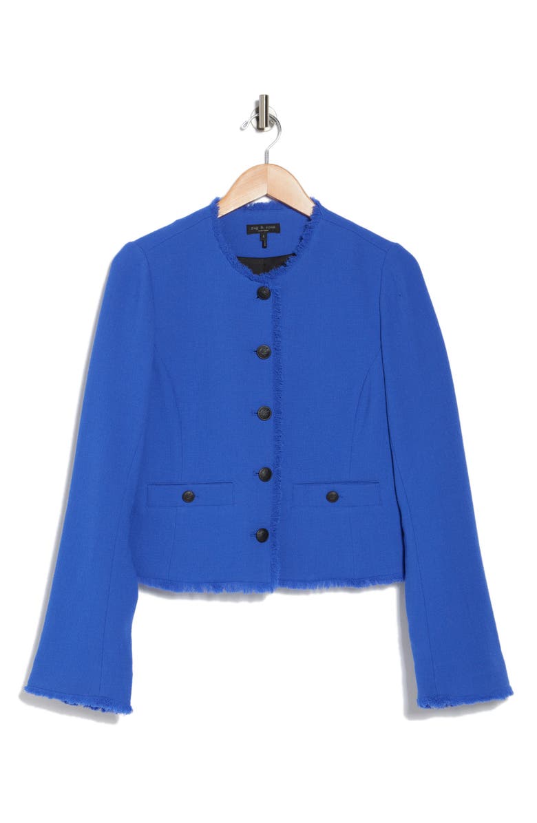 rag & bone Carmen Fringe Wool Jacket, Alternate, color, Bright Blue