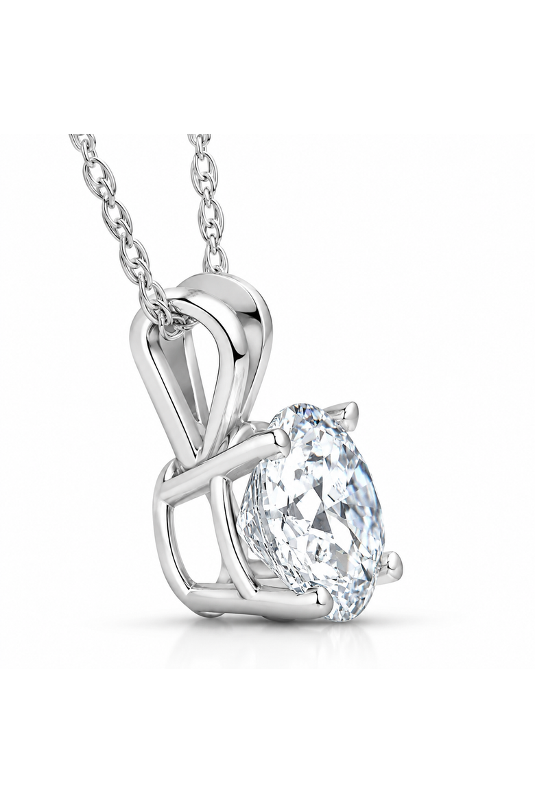 Certified 1Ct Round Diamond Solitaire Pendant Gold Necklace Lab Grown, Alternate, color, 14k White Gold