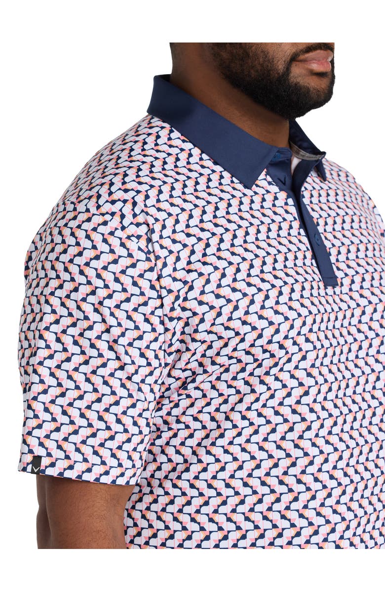 Callaway Big & Tall Resort Geometric Print Polo Shirt, Alternate, color, Peacoat