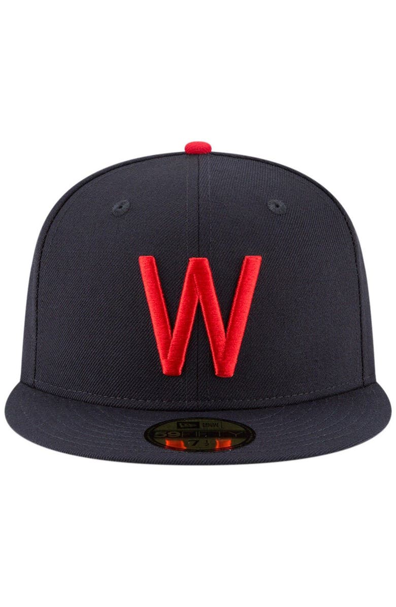 New Era Men's New Era Navy Washington Senators Cooperstown Collection Logo 59FIFTY Fitted Hat, Alternate, color, 