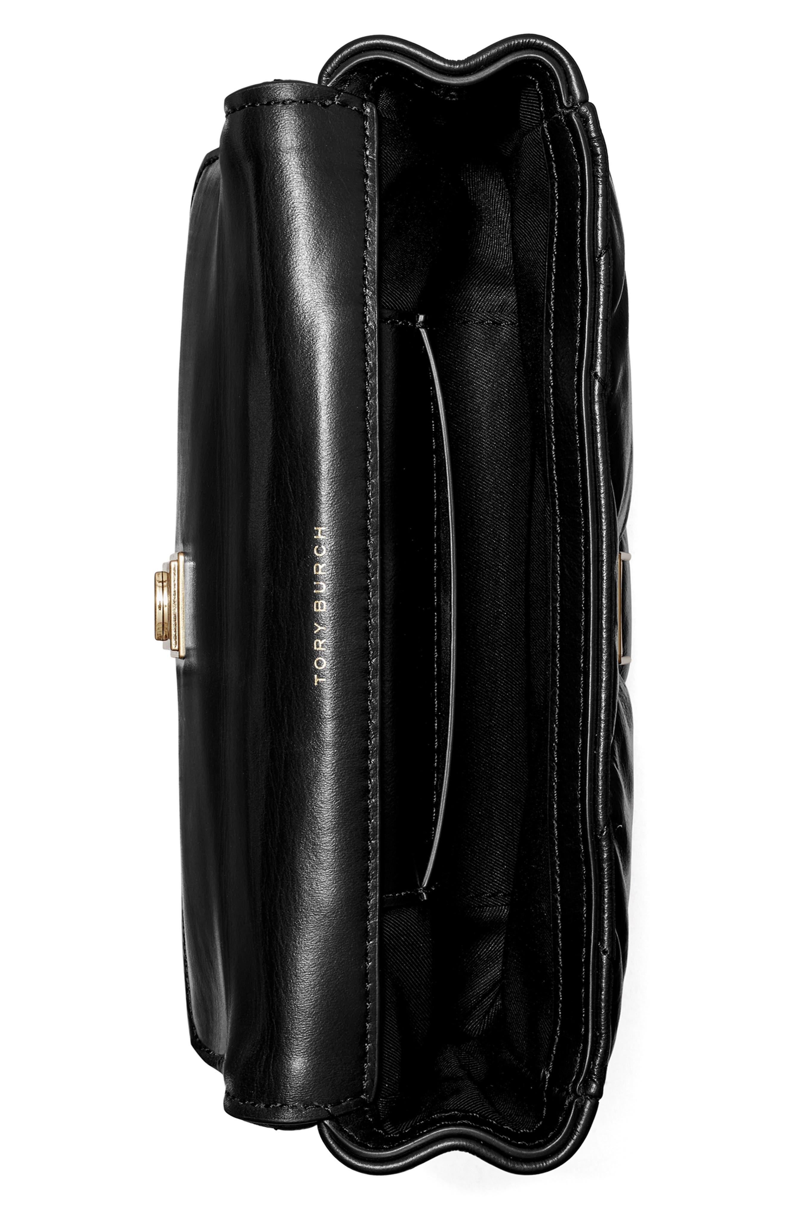 Tory Burch Kira Mini Diamond Quilted Leather Crossbody Bag, Alternate, color, Black