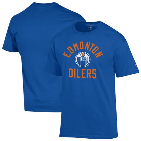 Men's Champion Royal Edmonton Oilers Primary Logo Jersey T-Shirt