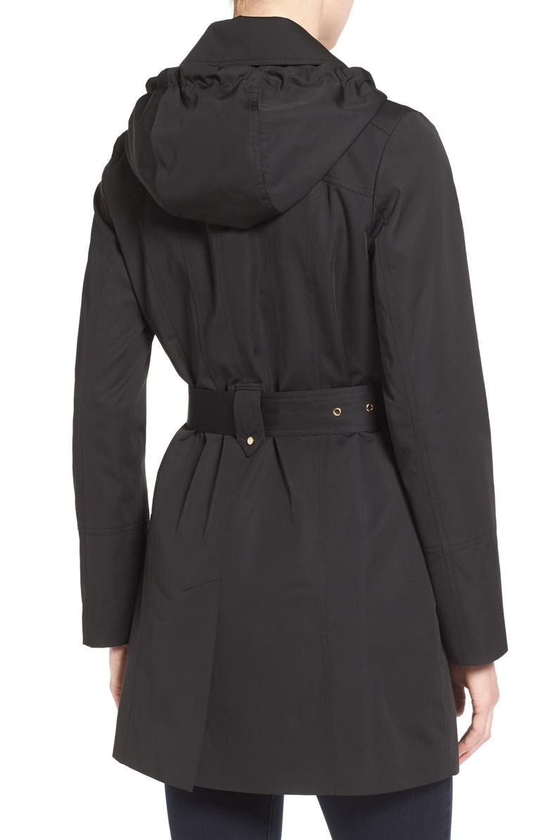 MICHAEL Michael Kors Asymmetrical Zip Front Hooded Trench Coat, Alternate, color, 