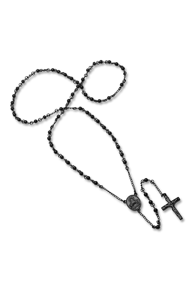 Black Stainless Steel Rosary Necklace, Main, color, BLACK IP