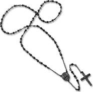 HMY JEWELRY Black Stainless Steel Rosary Necklace