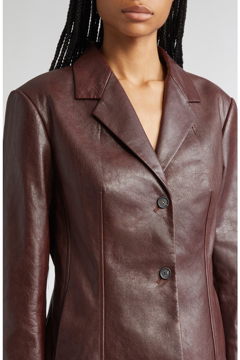 Tailored Leather Blazer, Alternate, color, DARK BROWN