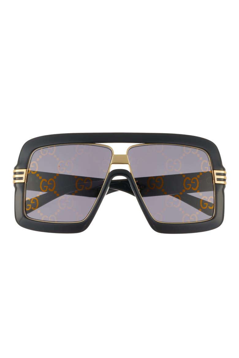 60mm Aviator Sunglasses, Main, color, BLACK BLACK GREY