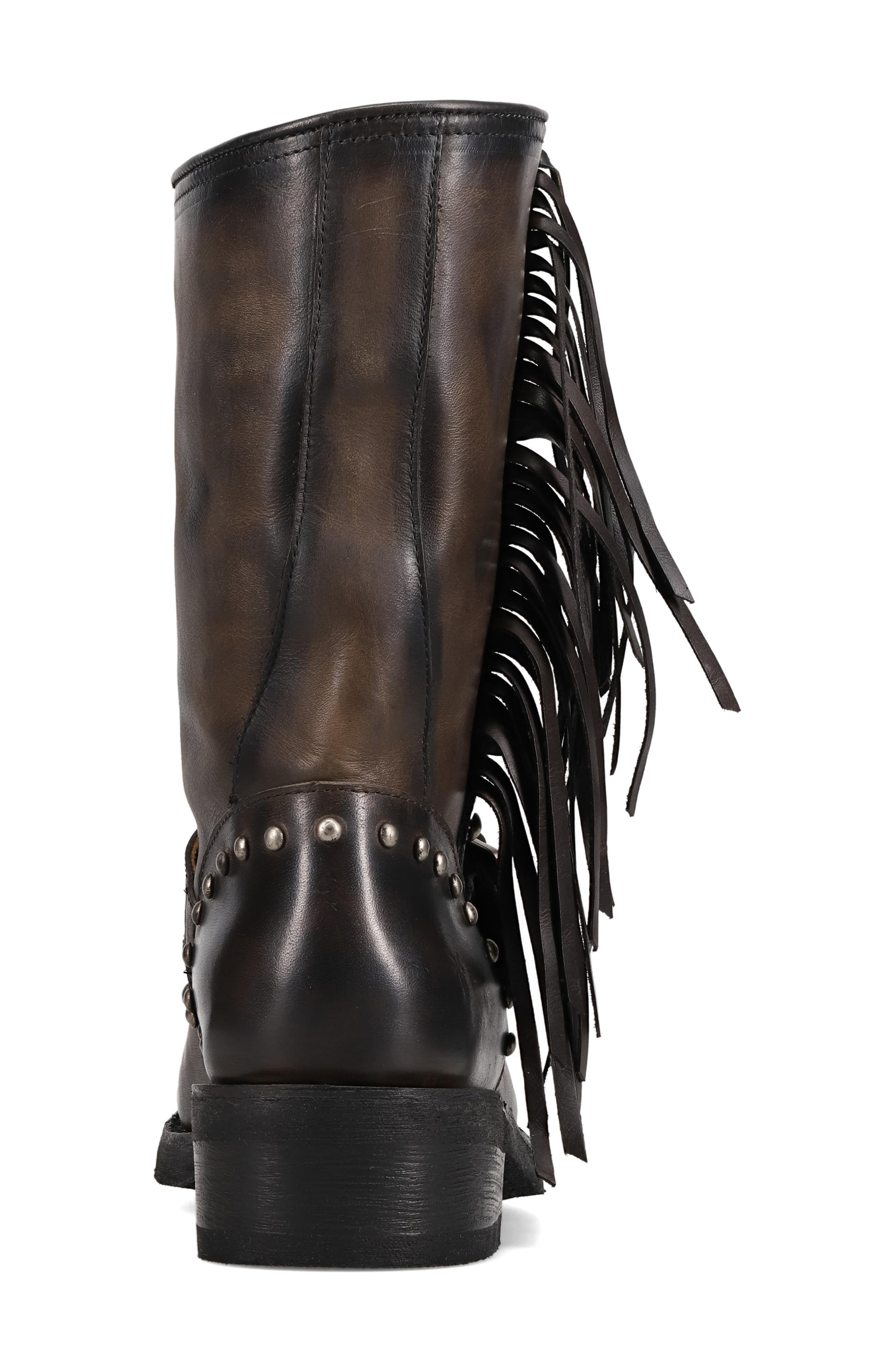 Frye Viv Fringe Trim Boot, Alternate, color, Black