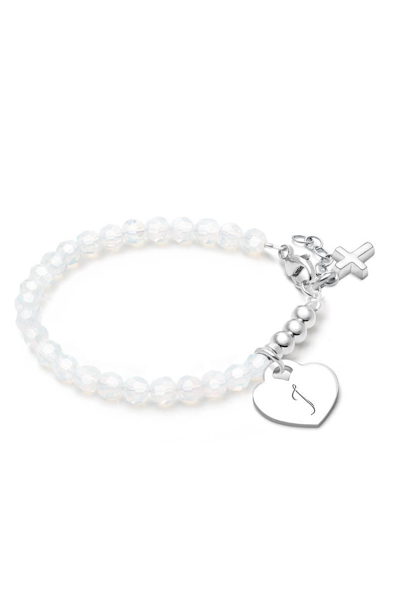 Tiny Blessings Sterling Silver Signature White Crystal with Cross Bracelet, Main, color, Sterling Silver