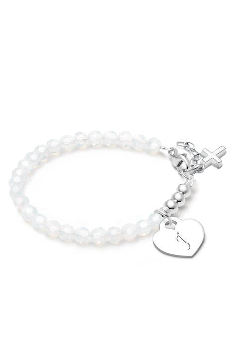Sterling Silver Signature White Crystal with Cross Bracelet